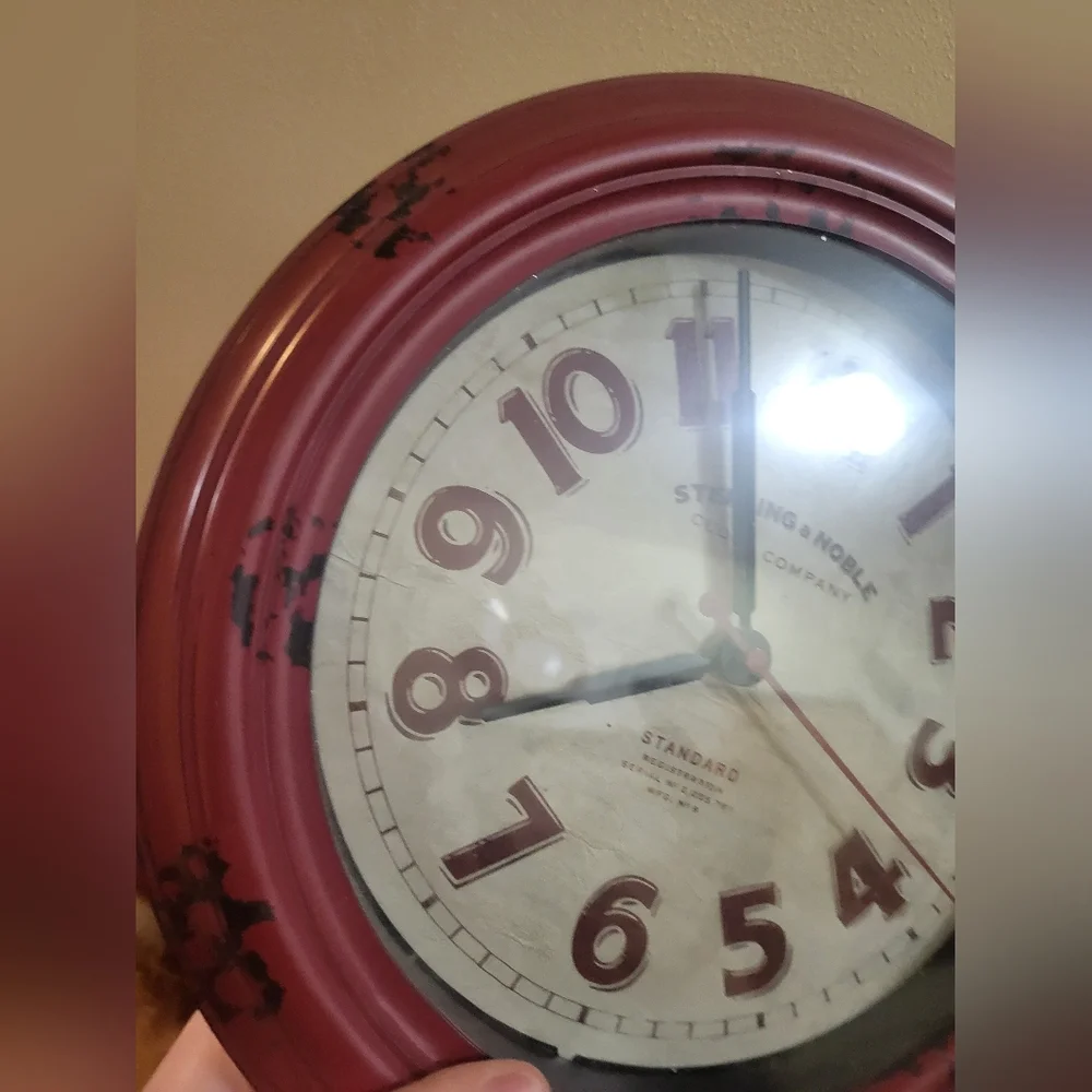 Sterling & Noble Clock Co Red Vintage-Style Wall Clock Rustic Retro